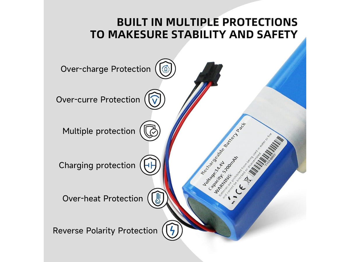 5200mAh Rechargable Vacuum Cleaner Battery for Dreame D9 Pro D9 MAX D10 D10s Plus L10 L10s L10 ro Plus F9 Z10 Pro RLS5-BL0 RLS5-WH0 RVS5-WH0 RL55L P2008-4S2P-MMBK Robot Vacuum Cleaner