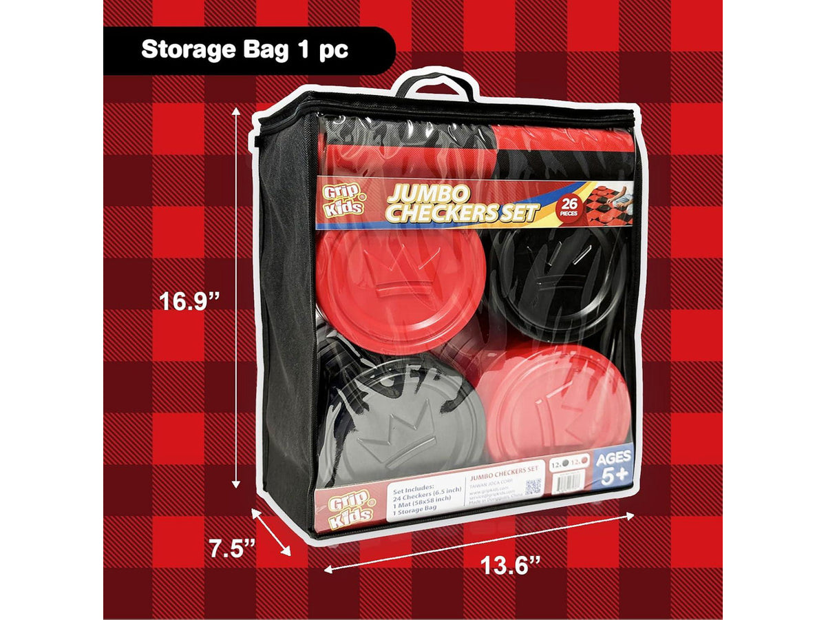Jumbo Checkers Set with Storage Bag - 58 inch mat - Outdoor & Indoor Play Toys, Backyard Board Games, Family Party, Birthday for Toddlers Ages 5 6 7 8 Year Old - Amazon Exclusive