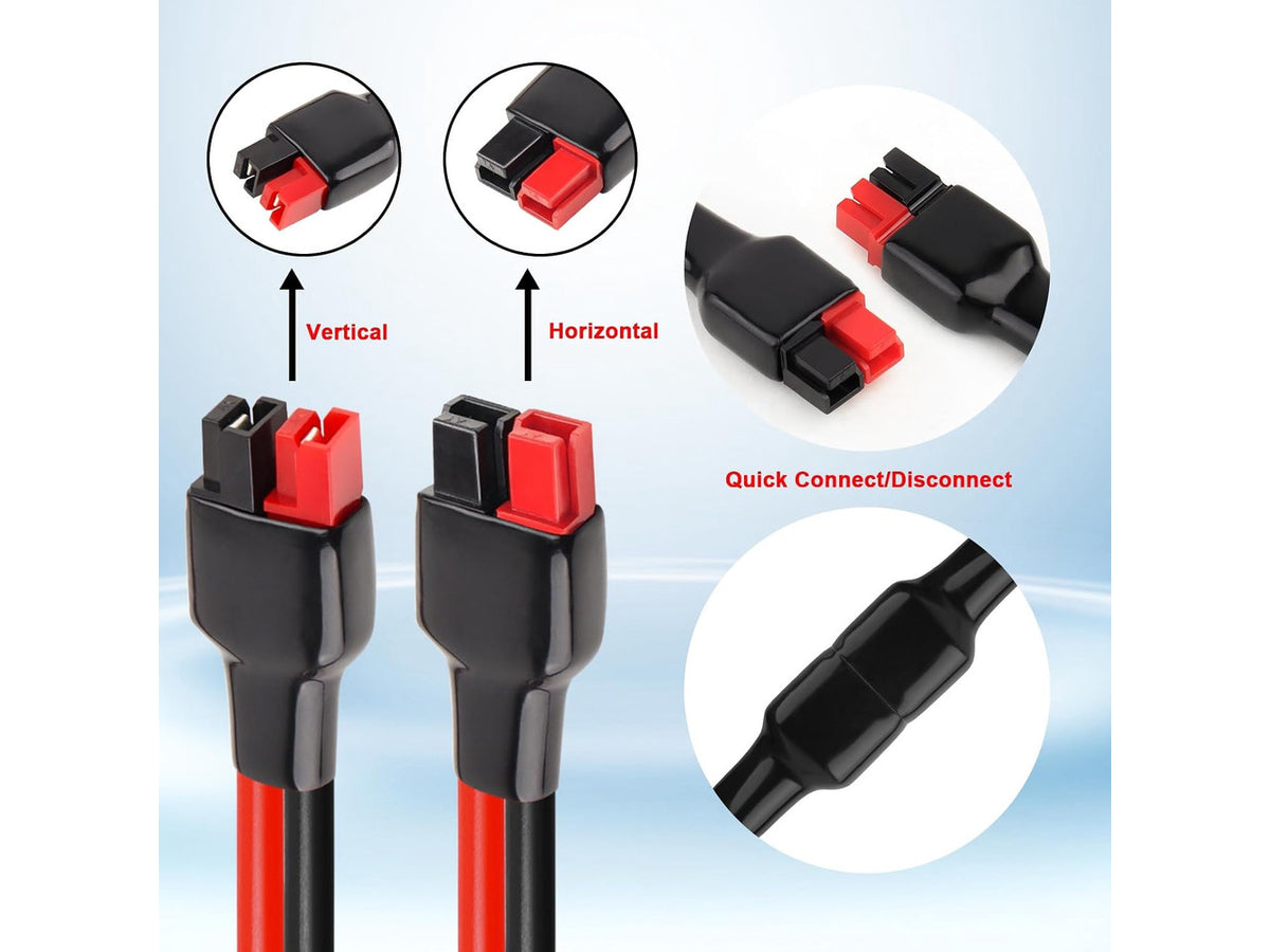 10AWG 25FT Anderson Extension Cable Solar Extension with Anderson Connector for Portable Power Station, Solar Panel & Generator