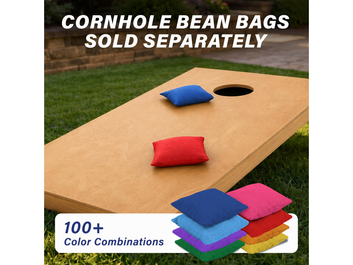 GoSports Regulation Size Wooden Cornhole Set with Light Brown Finish - Includes Carrying Case