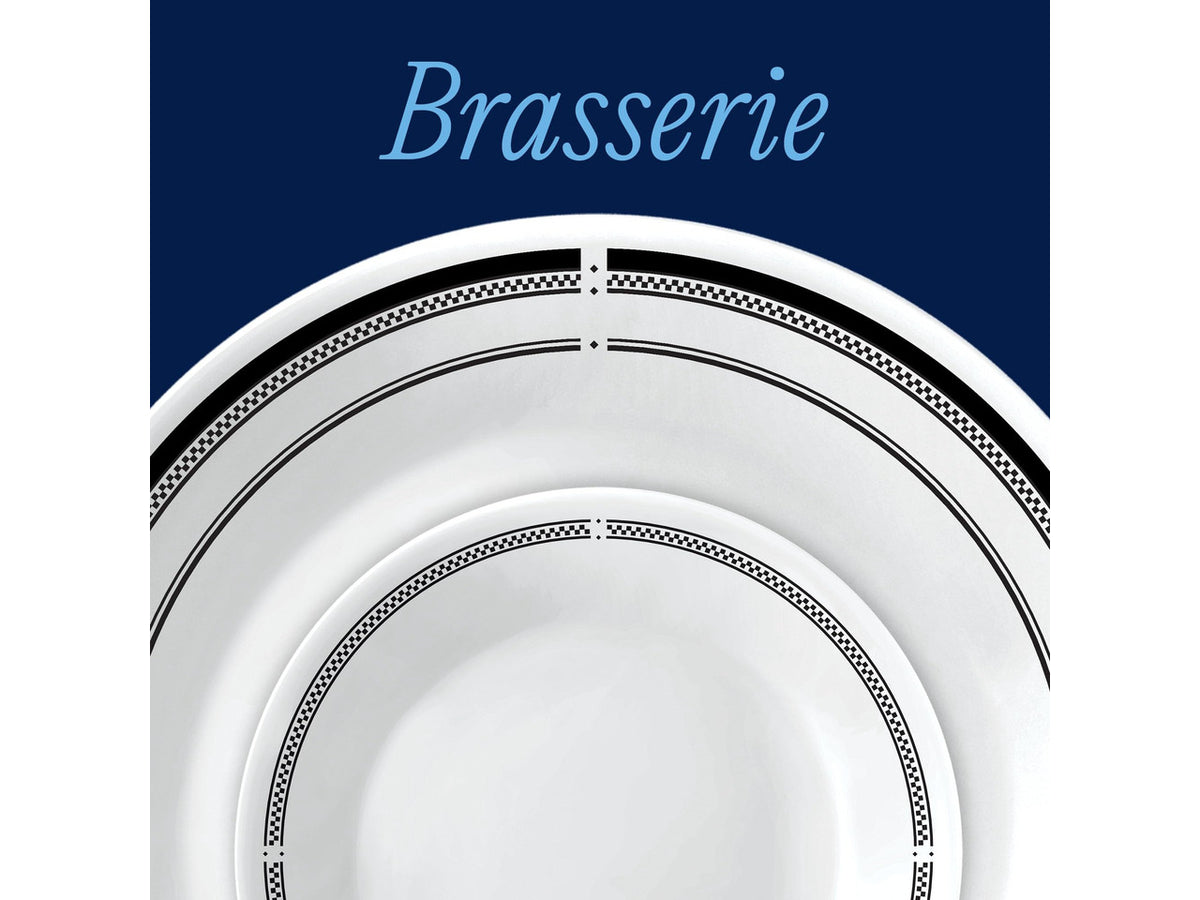 18-Piece Round Dinnerware Set Service for 6, Lightweight Round Plates and Bowls Set, Vitrelle Triple Layer Glass, Chip and Scratch Resistant, Microwave and Dishwasher Safe, Brasserie