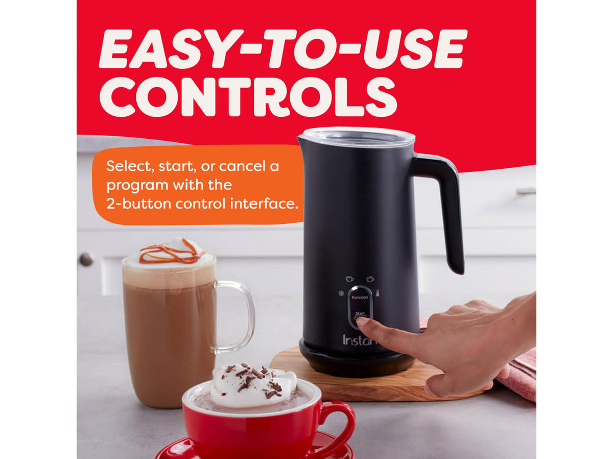 4-in-1 Milk Frother, 10 oz, Black | Makes hot and cold foam, steams milk and warms milk, for lattes, cappuccinos and macchiatos, with 500 watts of power.