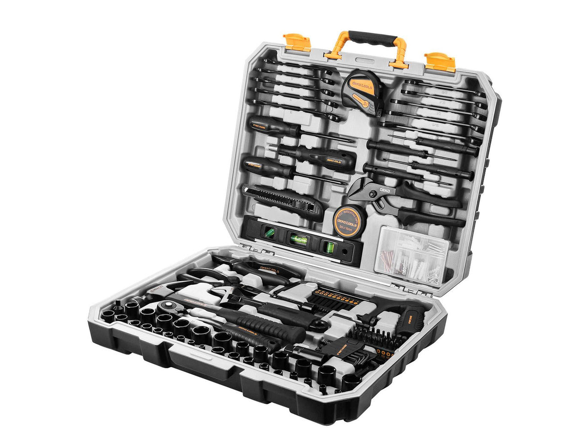 218-Piece General Household Hand Tool kit, Professional Auto Repair Tool Set for Homeowner, General Household Hand Tool Set with Plier, Screwdriver Set, Socket Set, with Portable Storage Case