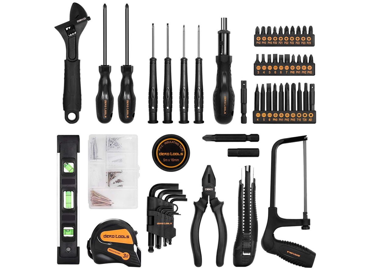 218-Piece General Household Hand Tool kit, Professional Auto Repair Tool Set for Homeowner, General Household Hand Tool Set with Plier, Screwdriver Set, Socket Set, with Portable Storage Case