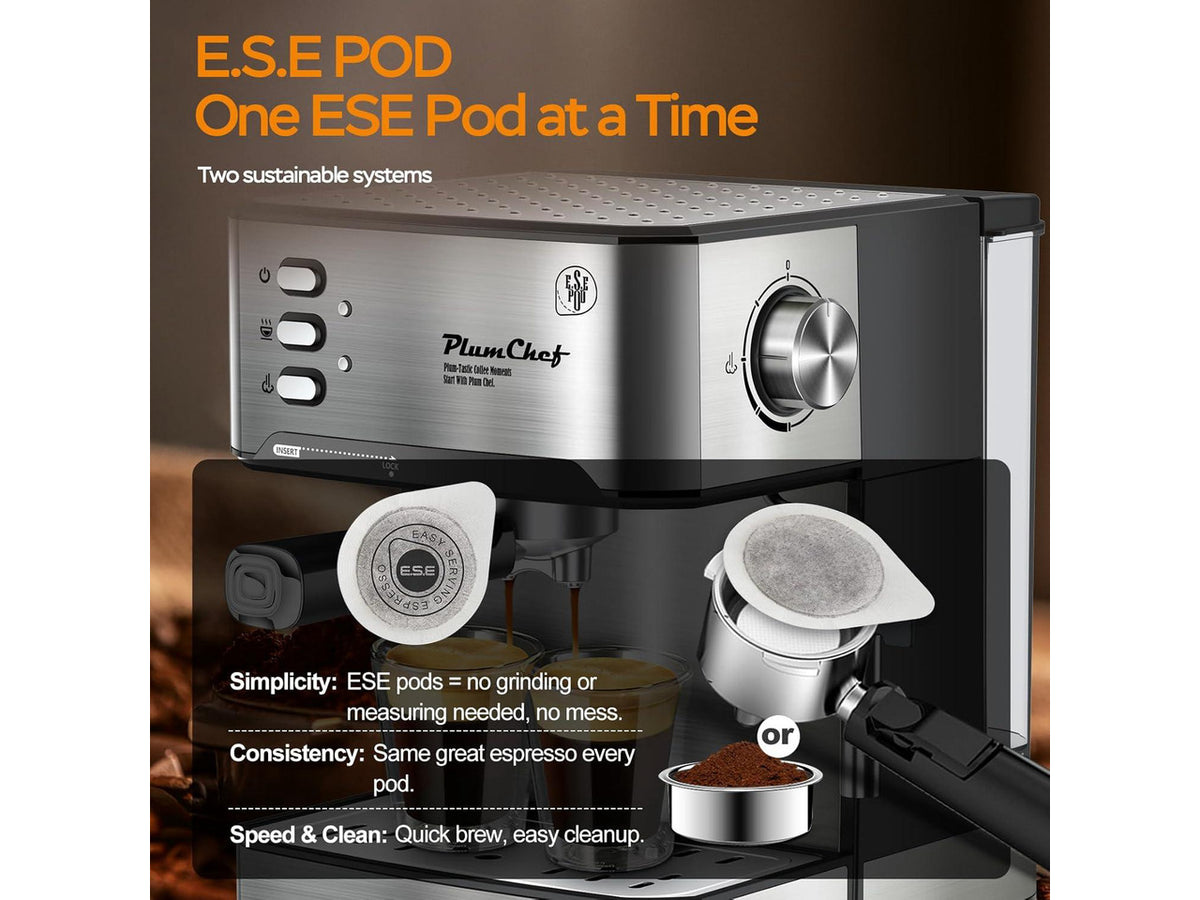20 Bar Professional Espresso Machine with Milk Frother, Single & Double Shot, ESE Pod Compatible, Removable Water Tank for Cappuccino, Latte, & Macchiato Home Barista Edition