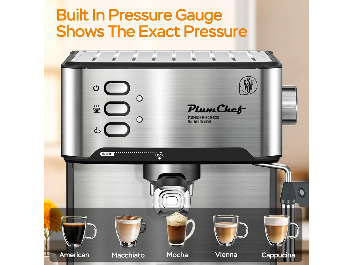20 Bar Professional Espresso Machine with Milk Frother, Single & Double Shot, ESE Pod Compatible, Removable Water Tank for Cappuccino, Latte, & Macchiato Home Barista Edition