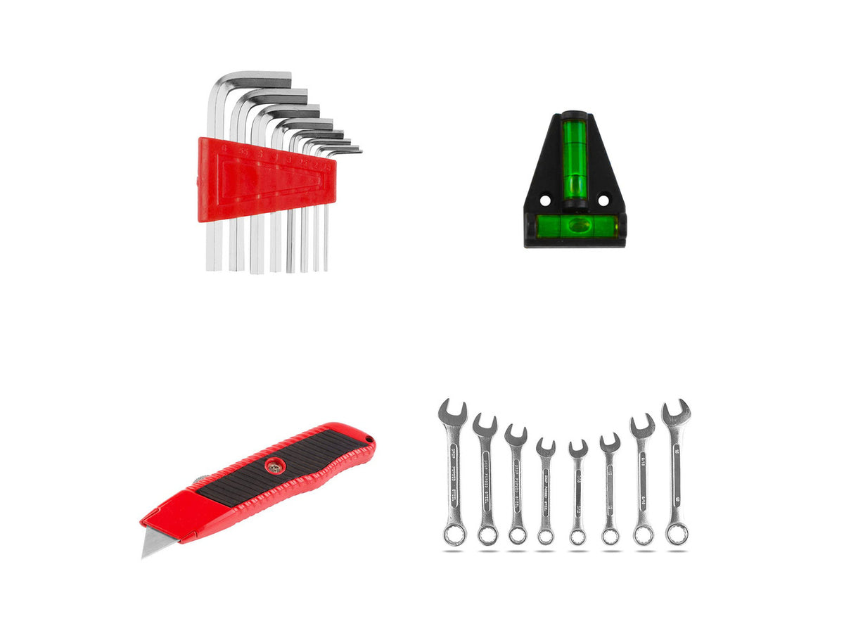 95 Piece Tool Set, Tool Kit, Mechanics Tool Set, Portable Toolbox with Adjustable Wrench Pliers Socket Bits, with Plastic Toolbox, for House Apartment Garage (Red)