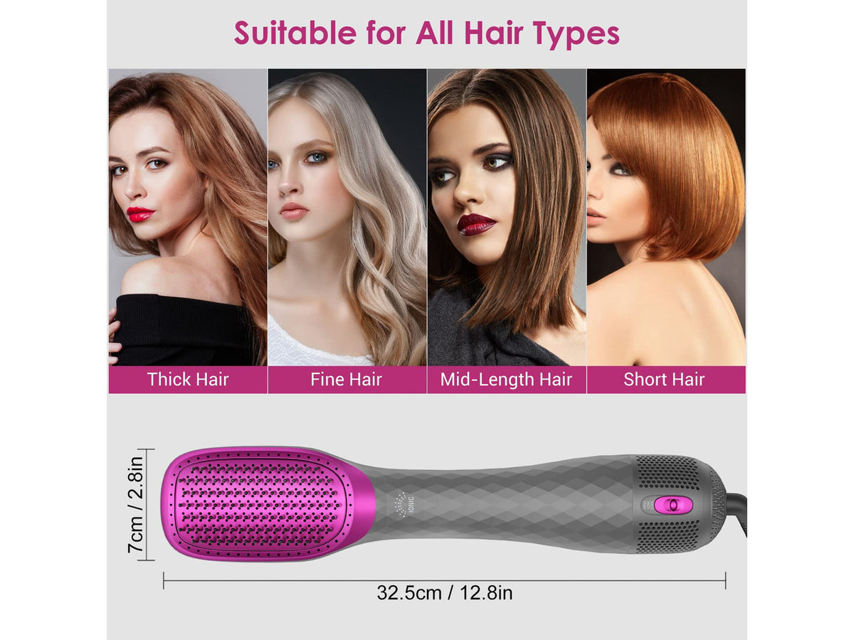 3 in 1 Hair Dryer Brush Professional 1200W Powerful Ceramic Tourmaline 3 Heat/2 Speed Settings One Step Hair Dryer and Styler (Gray)