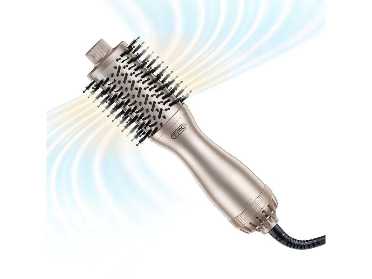 2.0 Hair Blow Dryer Brush - Blowout Hot Air Brush, One Step Volumizer, Upgraded 2 Inch Oval Barrel Roller Curling Styler, 3X Faster Drying, 0.6 lb Lightweight, Straightener Curling in One, Gold