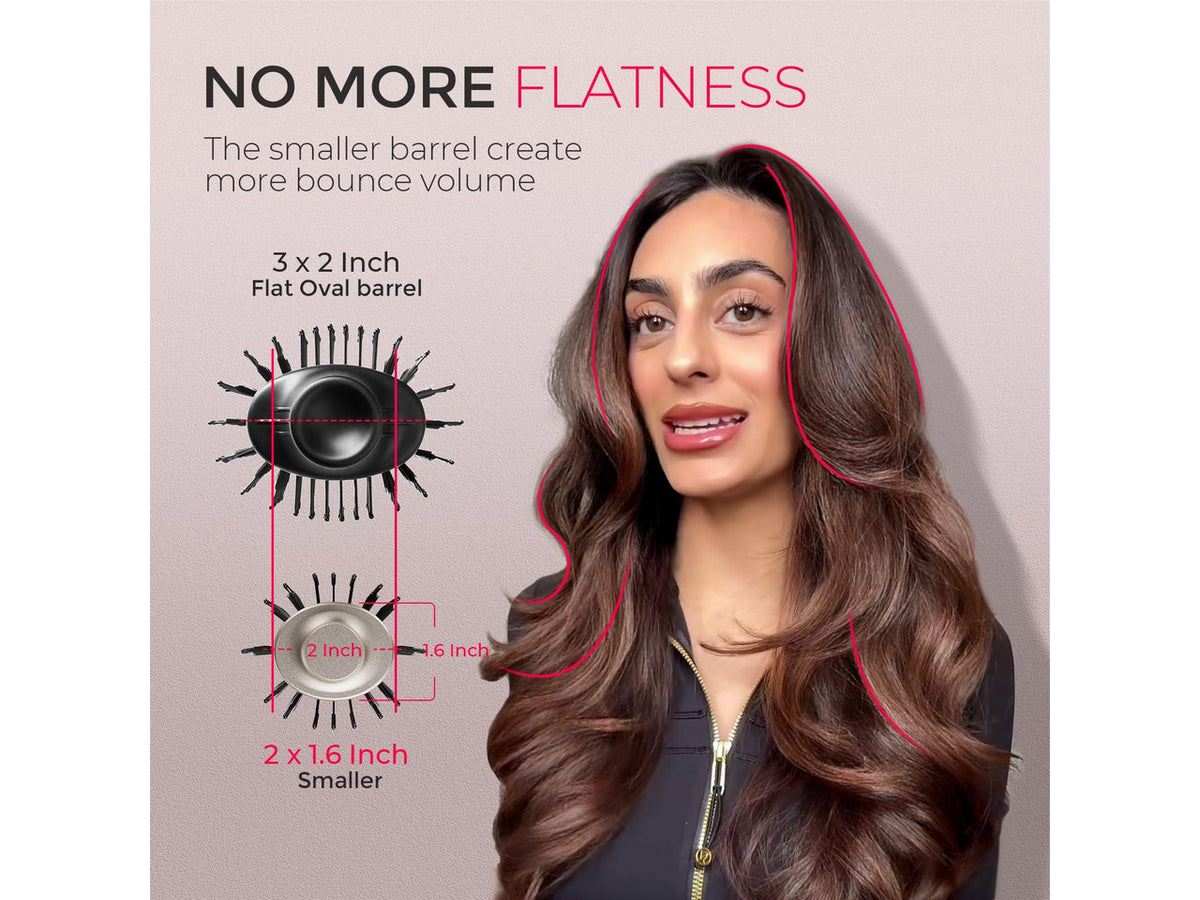 2.0 Hair Blow Dryer Brush - Blowout Hot Air Brush, One Step Volumizer, Upgraded 2 Inch Oval Barrel Roller Curling Styler, 3X Faster Drying, 0.6 lb Lightweight, Straightener Curling in One, Gold