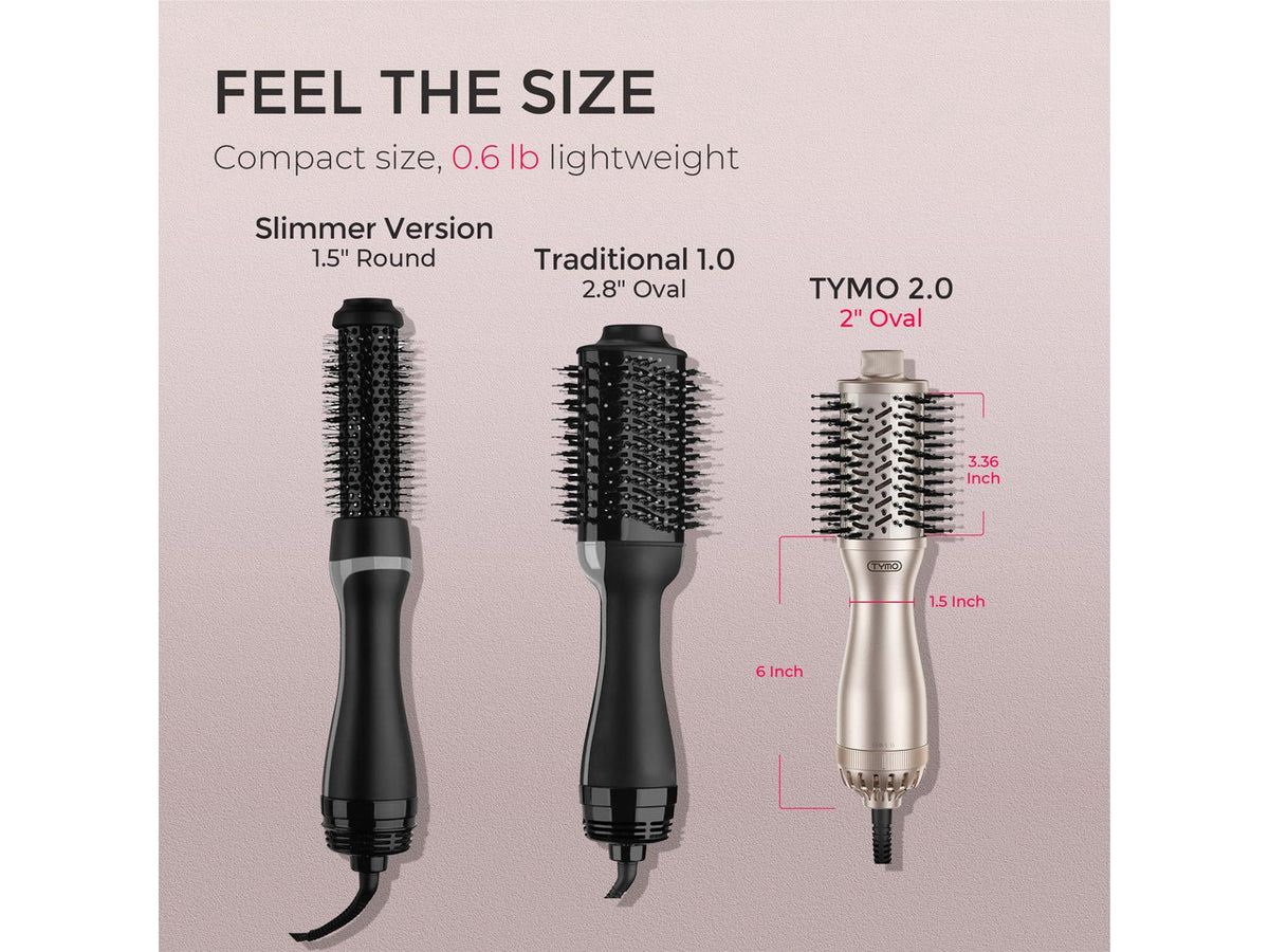 2.0 Hair Blow Dryer Brush - Blowout Hot Air Brush, One Step Volumizer, Upgraded 2 Inch Oval Barrel Roller Curling Styler, 3X Faster Drying, 0.6 lb Lightweight, Straightener Curling in One, Gold