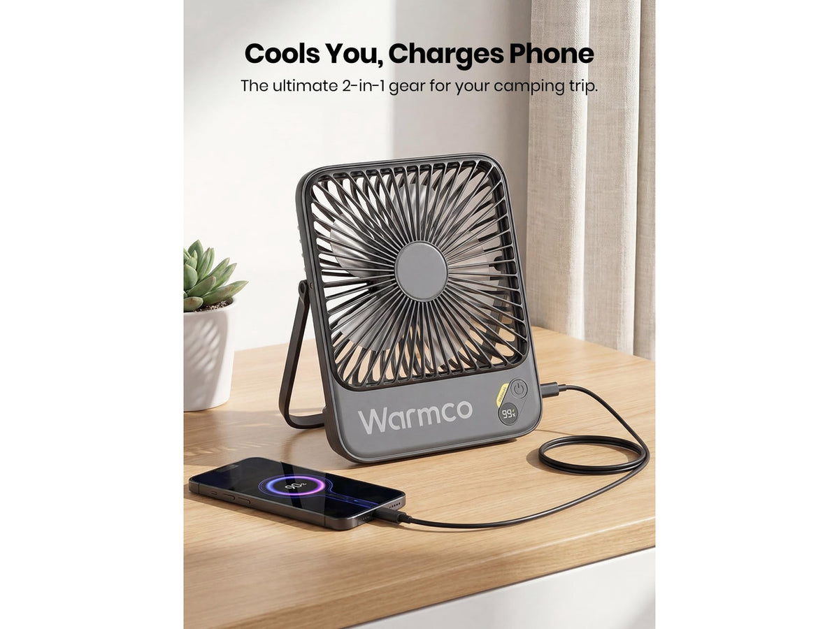 10000mAh Portable Travel Fan 7-inch, Max 24H Runtime, Ultra-thin Quiet Rechargeable Battery Operated Desk Fan with Digital Display for Camping, Office, Bedroom, Cruise Essentials