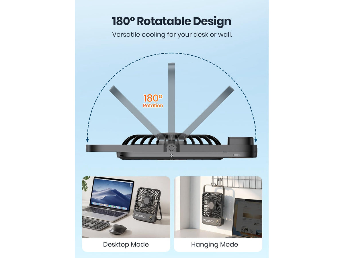 10000mAh Portable Travel Fan 7-inch, Max 24H Runtime, Ultra-thin Quiet Rechargeable Battery Operated Desk Fan with Digital Display for Camping, Office, Bedroom, Cruise Essentials