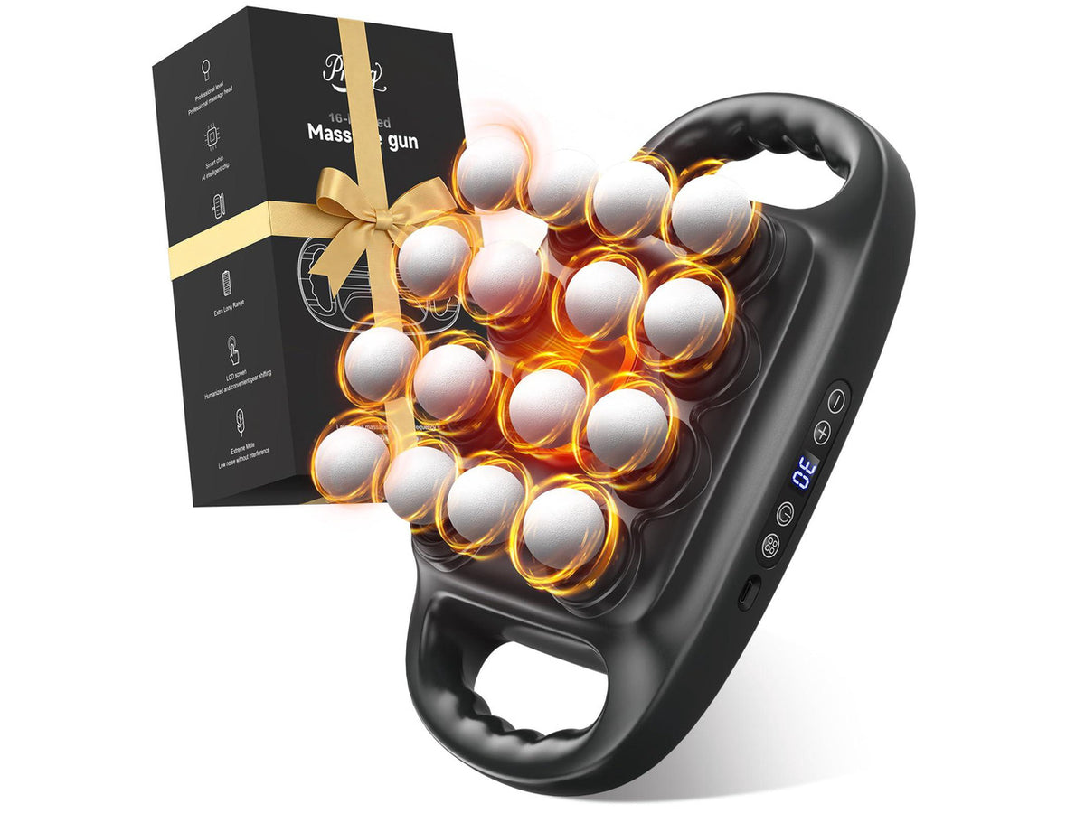 16 Head Deep Tissue Massage Gun, Percussion Muscle Massager with 3 Modes & 30 Intensities, Ultra-Quiet Massage Gun for Back,Shoulders, Legs, Foot, Muscle Pain Relief, Ideal Gift for Men Women