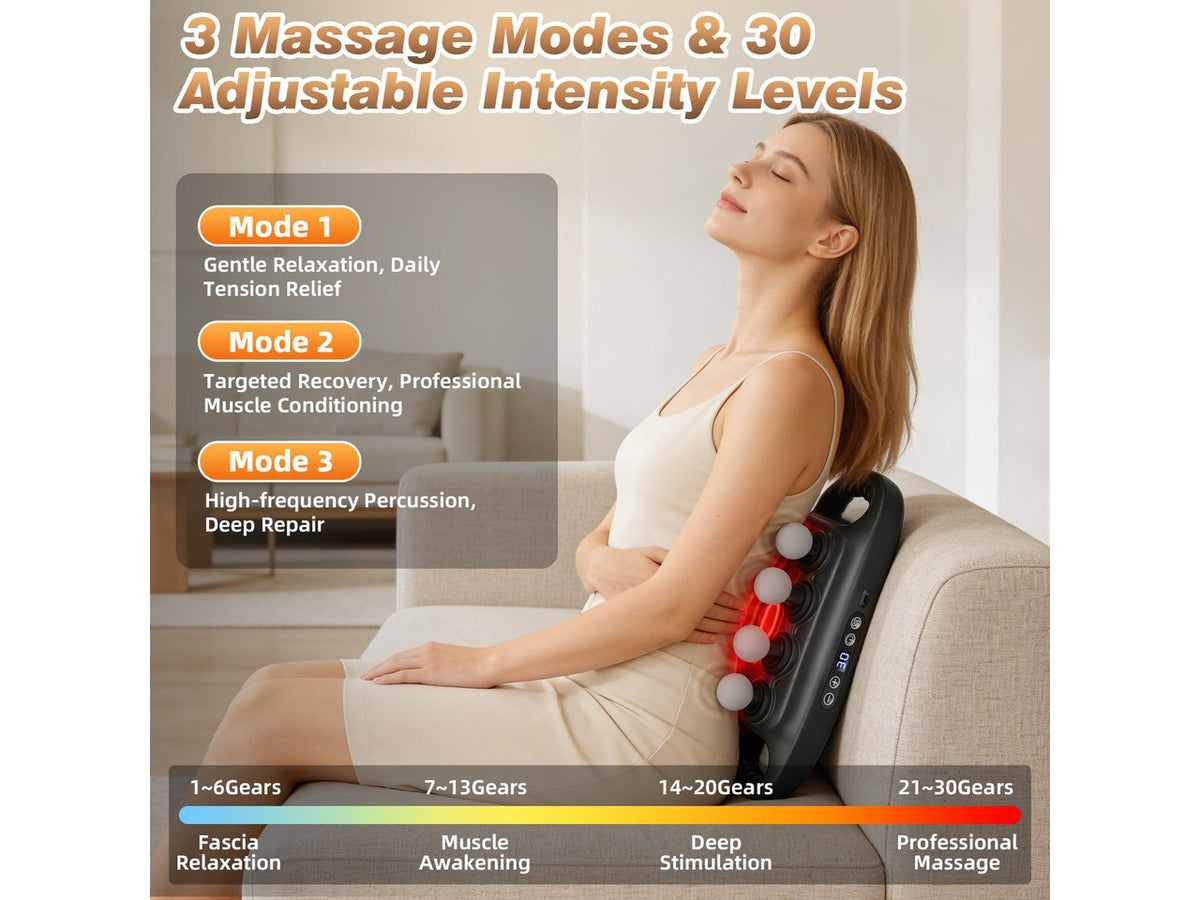 16 Head Deep Tissue Massage Gun, Percussion Muscle Massager with 3 Modes & 30 Intensities, Ultra-Quiet Massage Gun for Back,Shoulders, Legs, Foot, Muscle Pain Relief, Ideal Gift for Men Women