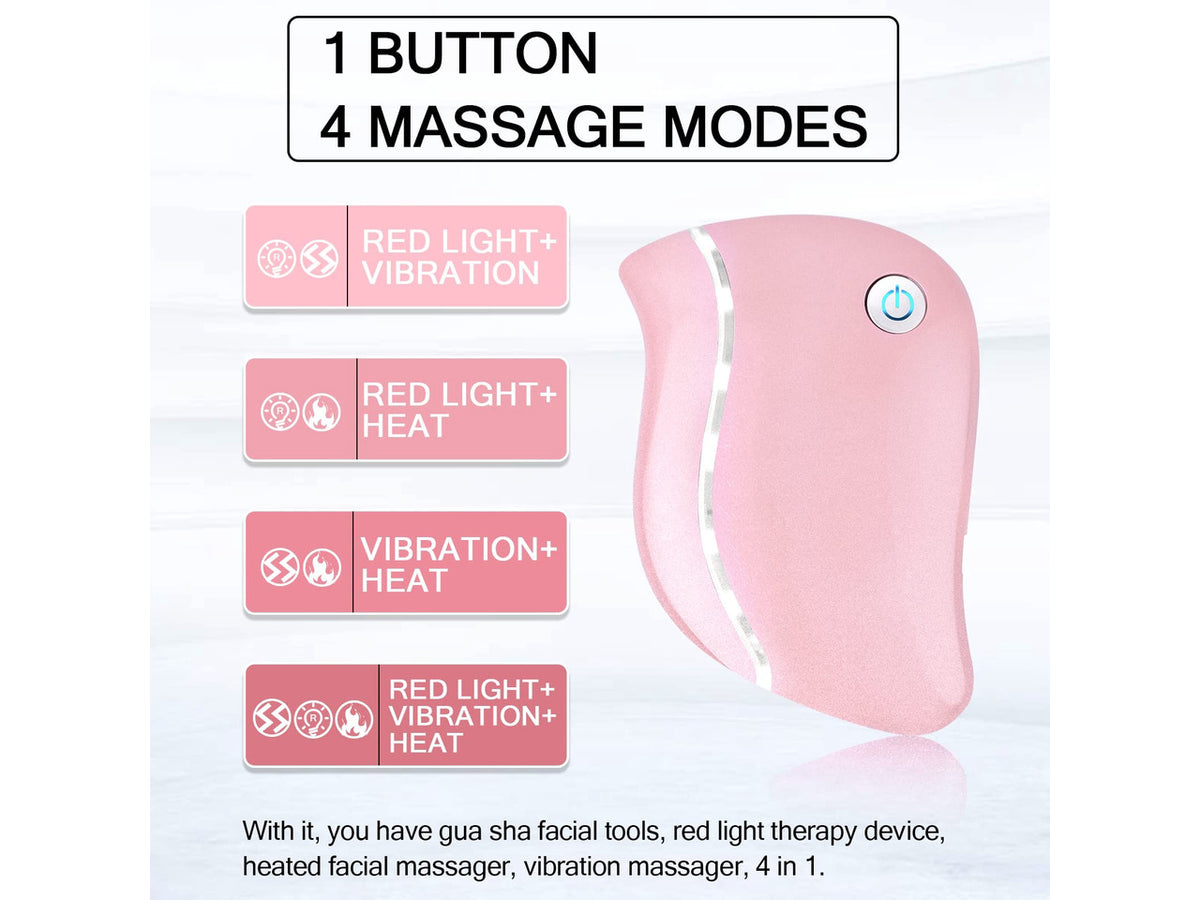 Heat Electric Gua Sha Tool, 4-in-1 Multi-Function Anti-Aging Face Massager, Facial Contouring & Firming, Double Chin, Awakening Skin, Deep Treatment