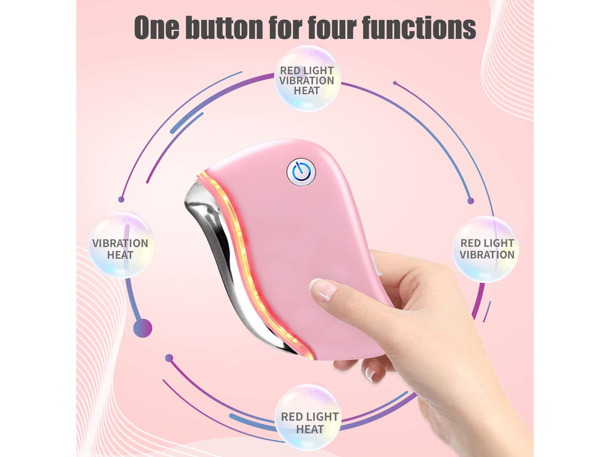 Heat Electric Gua Sha Tool, 4-in-1 Multi-Function Anti-Aging Face Massager, Facial Contouring & Firming, Double Chin, Awakening Skin, Deep Treatment