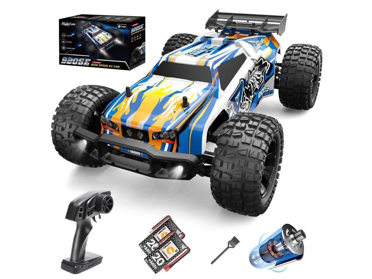 1:10 Large High Speed Remote Control Car with LED Shell Lights, 48+ KM/H, 4WD Offroad Monster Truck for Adults & Kids, Hobby RC Truck Vehicle, 2 Battery Crawler Toy Gift for Boy