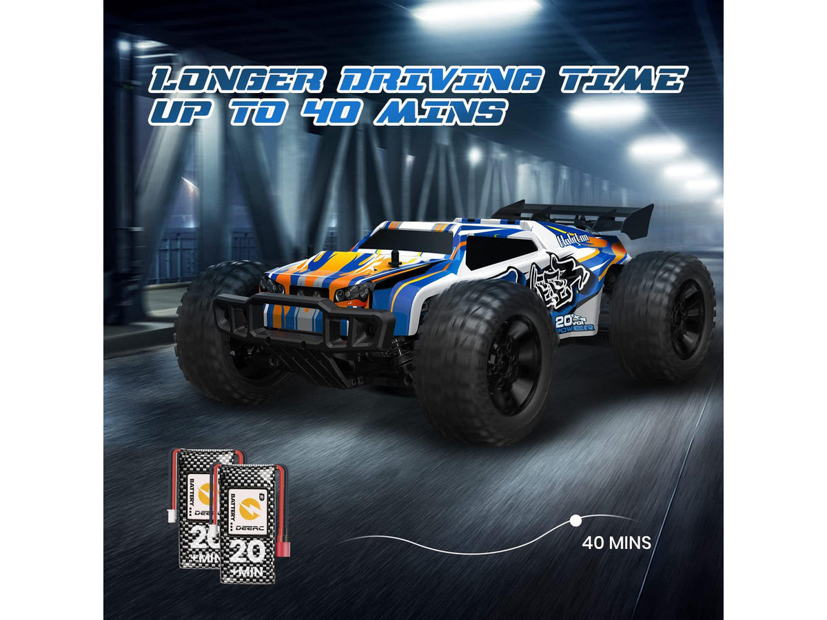 1:10 Large High Speed Remote Control Car with LED Shell Lights, 48+ KM/H, 4WD Offroad Monster Truck for Adults & Kids, Hobby RC Truck Vehicle, 2 Battery Crawler Toy Gift for Boy