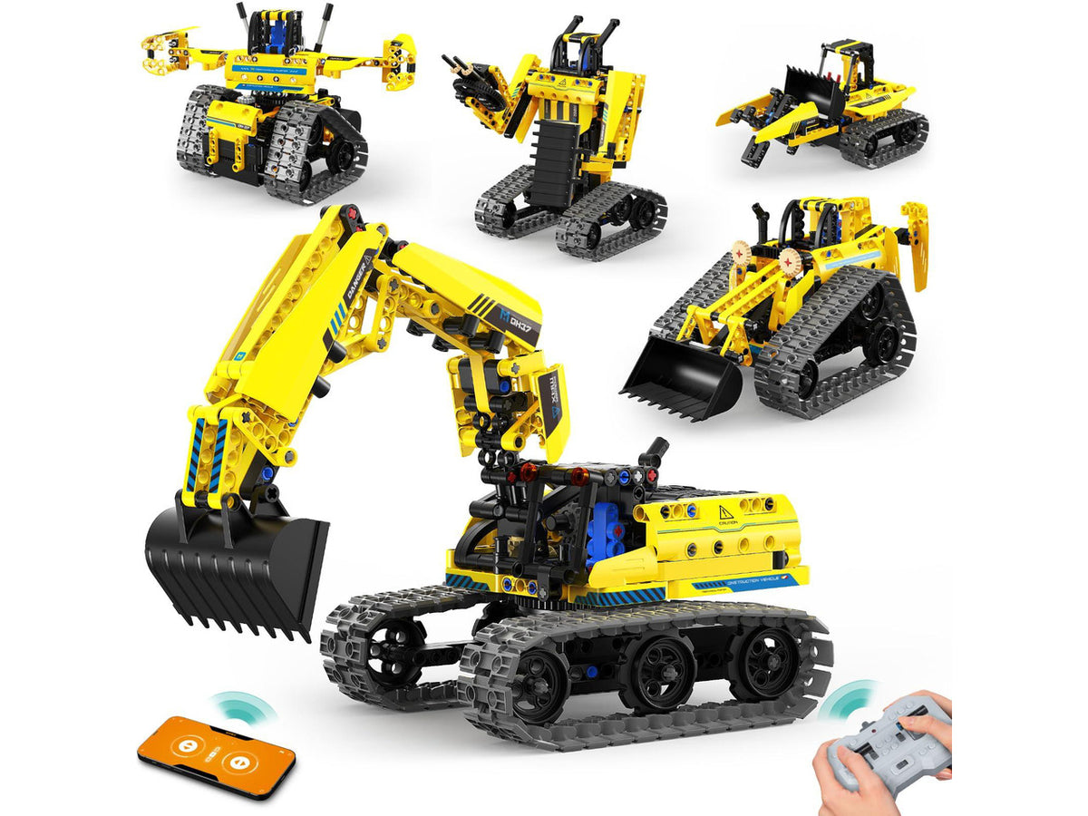 5 in 1 Building Toys STEM Robotics Kit, 430 PCS Blocks RC Robot Erector Sets, APP & Remote Control Excavator Science Kits for Kids Age 6 7 8 9 10 11 12-14, DIY Educational Gift for Boys & Girls