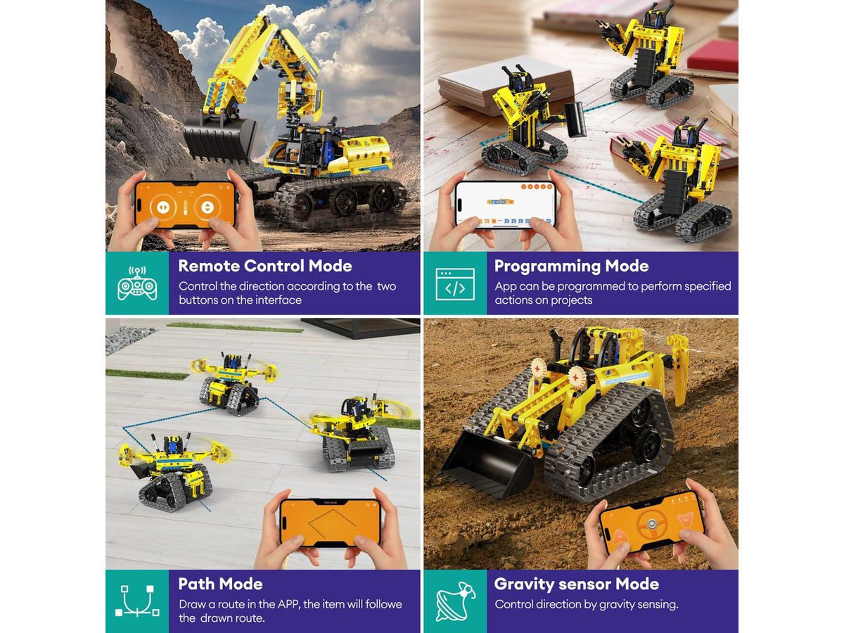 5 in 1 Building Toys STEM Robotics Kit, 430 PCS Blocks RC Robot Erector Sets, APP & Remote Control Excavator Science Kits for Kids Age 6 7 8 9 10 11 12-14, DIY Educational Gift for Boys & Girls