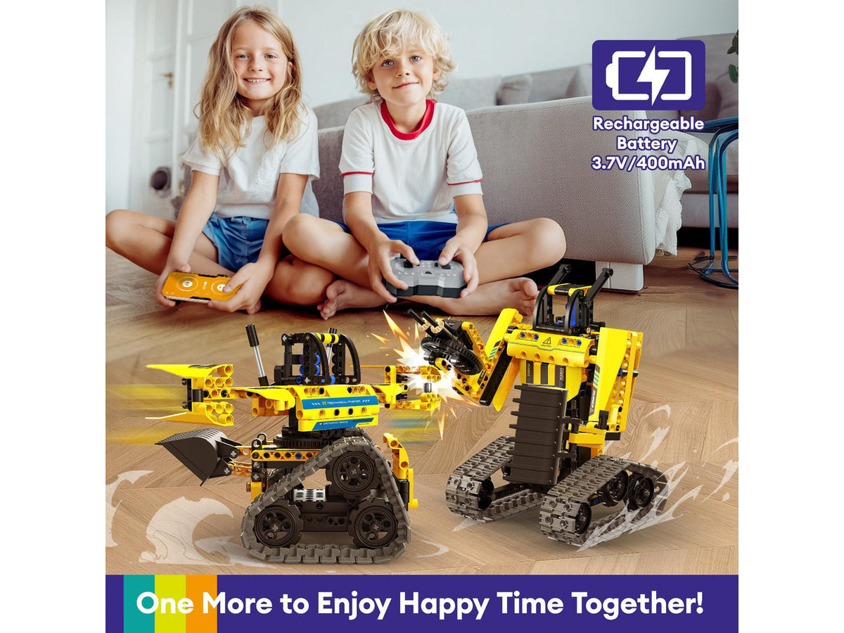 5 in 1 Building Toys STEM Robotics Kit, 430 PCS Blocks RC Robot Erector Sets, APP & Remote Control Excavator Science Kits for Kids Age 6 7 8 9 10 11 12-14, DIY Educational Gift for Boys & Girls