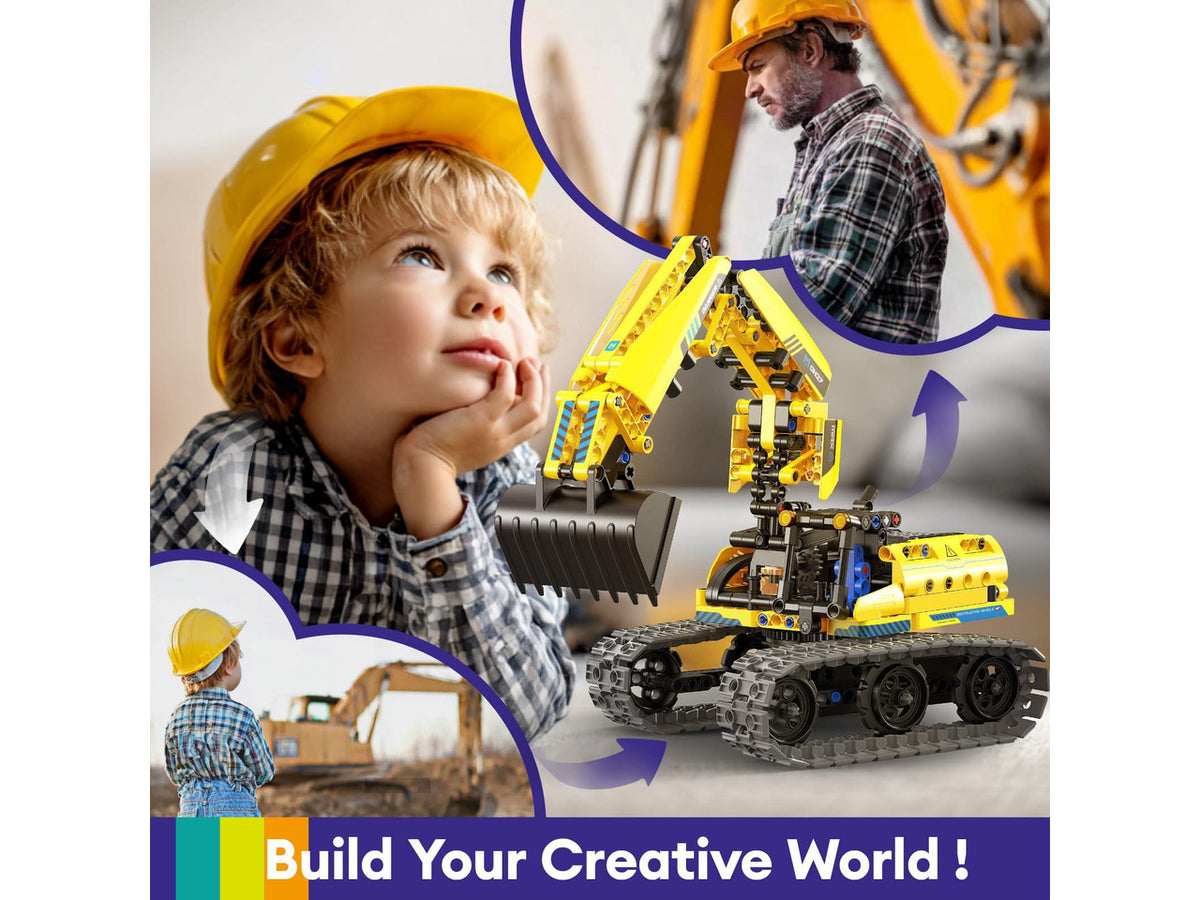 5 in 1 Building Toys STEM Robotics Kit, 430 PCS Blocks RC Robot Erector Sets, APP & Remote Control Excavator Science Kits for Kids Age 6 7 8 9 10 11 12-14, DIY Educational Gift for Boys & Girls