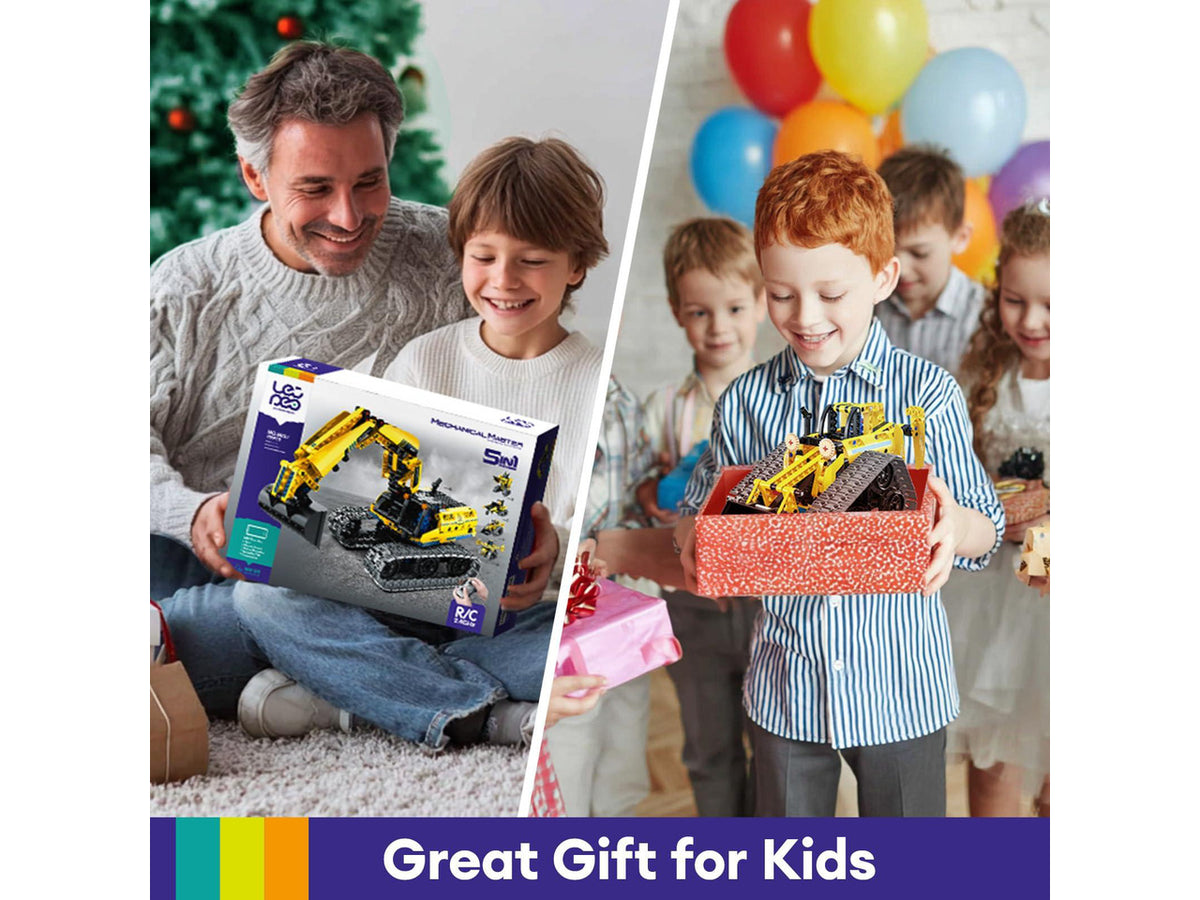 5 in 1 Building Toys STEM Robotics Kit, 430 PCS Blocks RC Robot Erector Sets, APP & Remote Control Excavator Science Kits for Kids Age 6 7 8 9 10 11 12-14, DIY Educational Gift for Boys & Girls