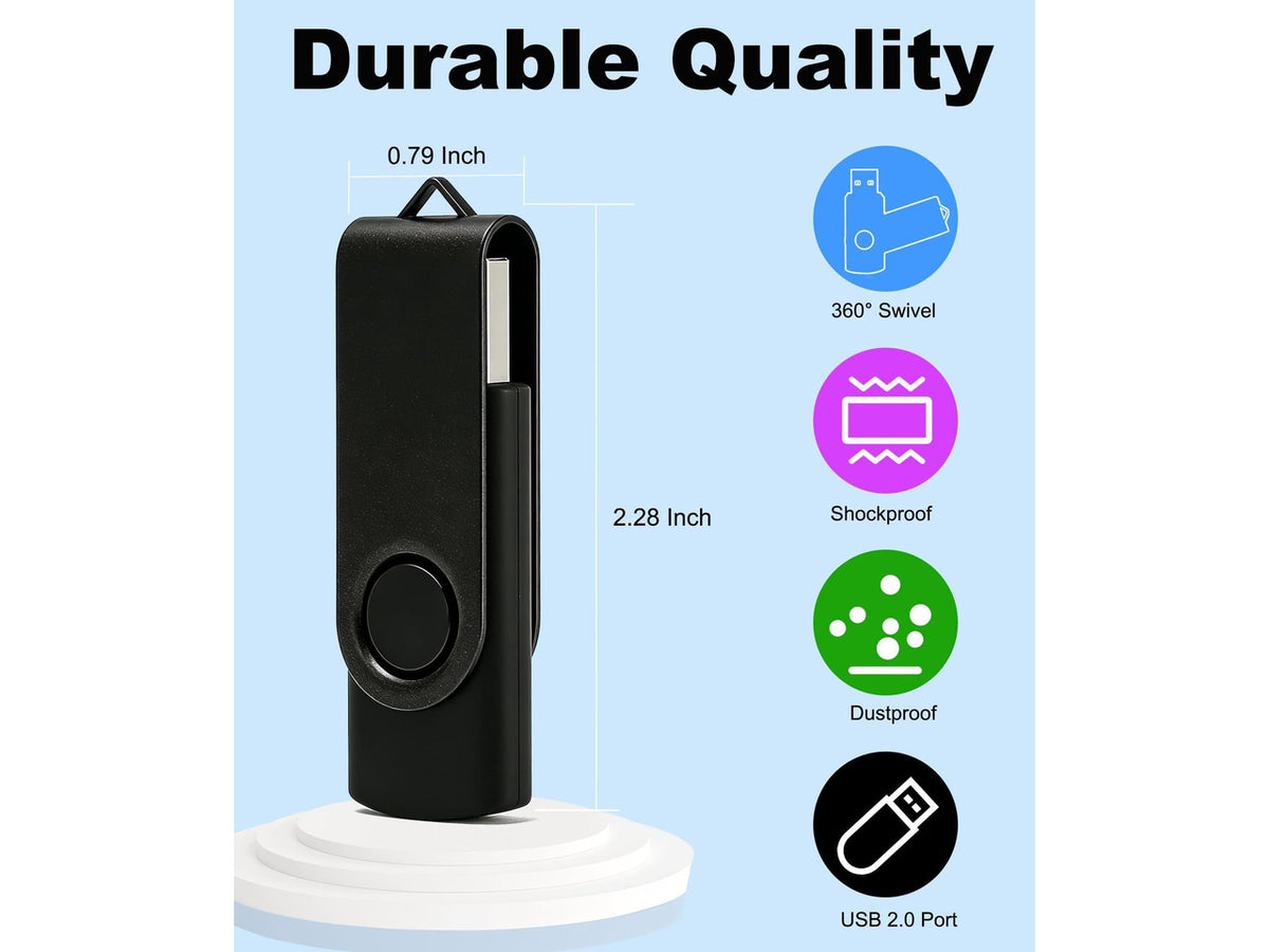 4GB USB Flash Drive 20 Pack Nicepicten Bulk USB 2.0 Thumb Drive FAT32 Flash Drives Multipack Swivel Jump Zip Drive USB Memory Stick with Label & Lanyards (4GB Black)