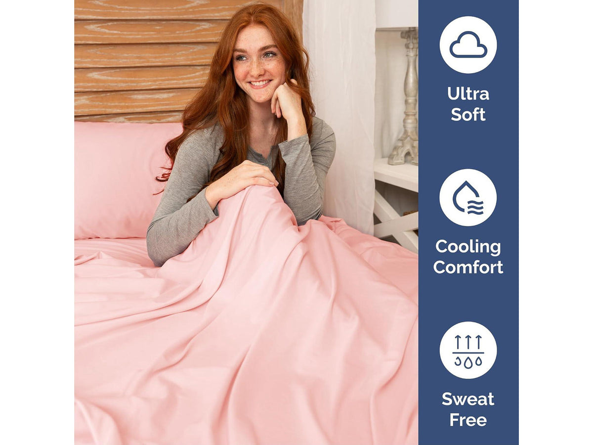 Cal King 6 Piece Sheet Set - Comfy Breathable & Cooling - Ultra Soft Hotel Luxury Bedding Set w/ 8-16 Inch Deep Pockets - 1 Flat & 1 Fitted Sheet & 4 Pillowcases - Wrinkle Free & Easy Care - Baby Pink