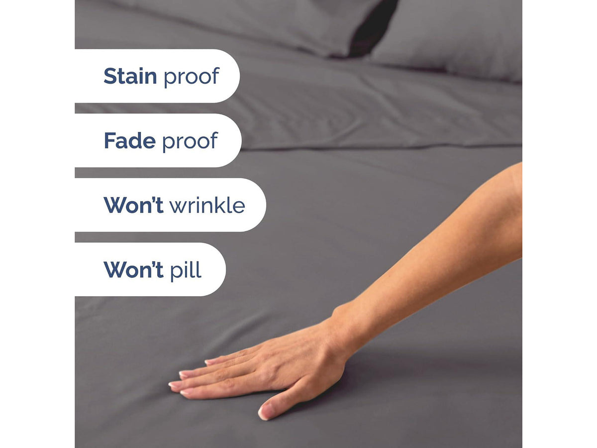 Cal King 6 Piece Sheet Set - Comfy Breathable & Cooling - Ultra Soft Hotel Luxury Bedding Set w/ 8-16 Inch Deep Pockets - 1 Flat & 1 Fitted Sheet & 4 Pillowcases - Wrinkle Free & Easy Care - Dark Grey