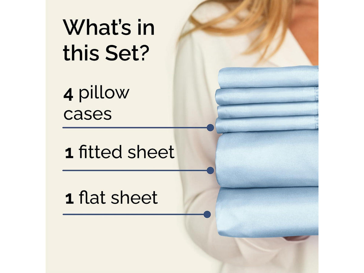 Cal King 6 Piece Sheet Set - Comfy Breathable & Cooling - Ultra Soft Hotel Luxury Bedding Set w/ 8-16 Inch Deep Pockets - 1 Flat & 1 Fitted Sheet & 4 Pillowcases - Wrinkle Free & Easy Care - Baby Blue