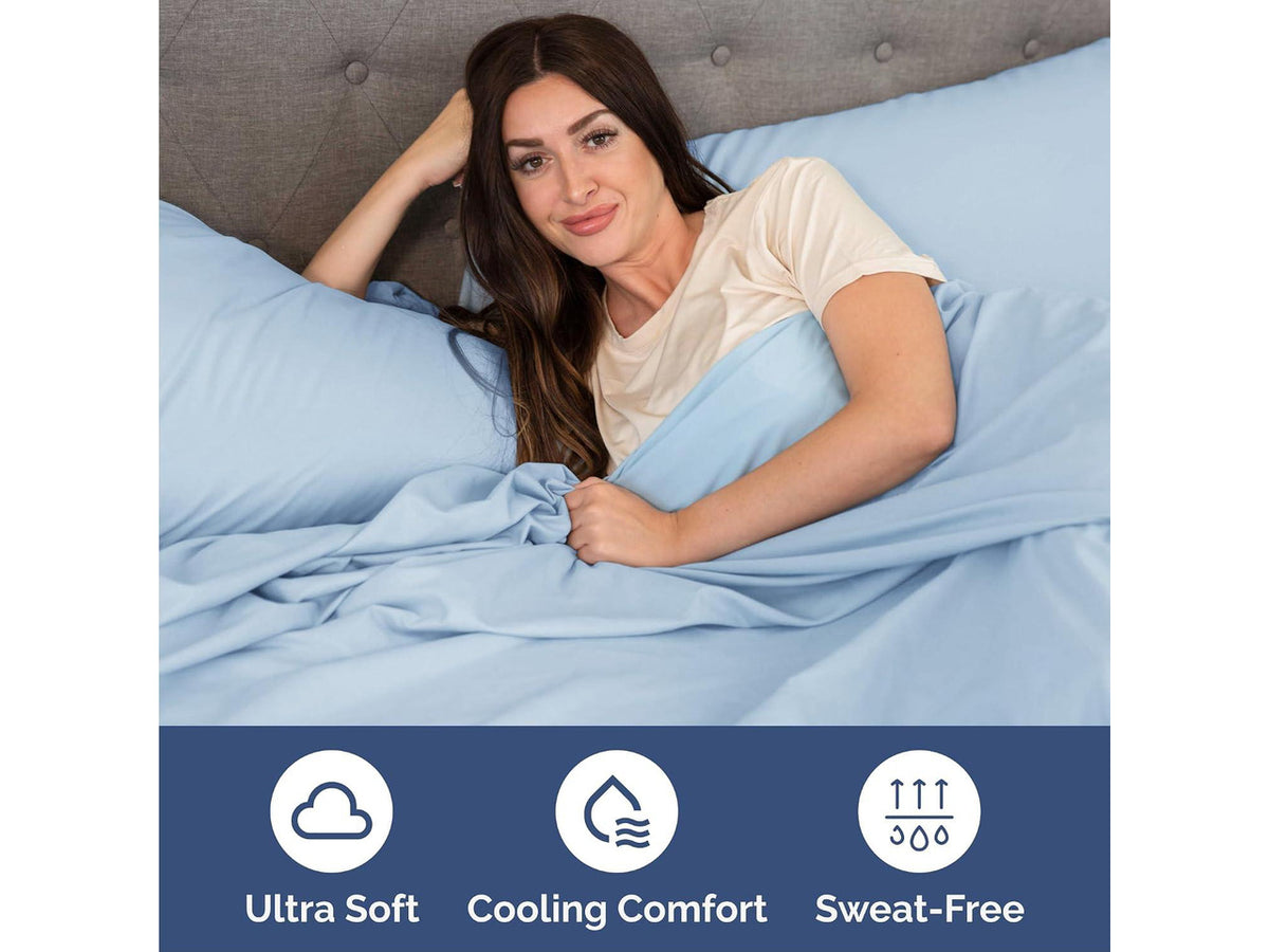 Cal King 6 Piece Sheet Set - Comfy Breathable & Cooling - Ultra Soft Hotel Luxury Bedding Set w/ 8-16 Inch Deep Pockets - 1 Flat & 1 Fitted Sheet & 4 Pillowcases - Wrinkle Free & Easy Care - Baby Blue