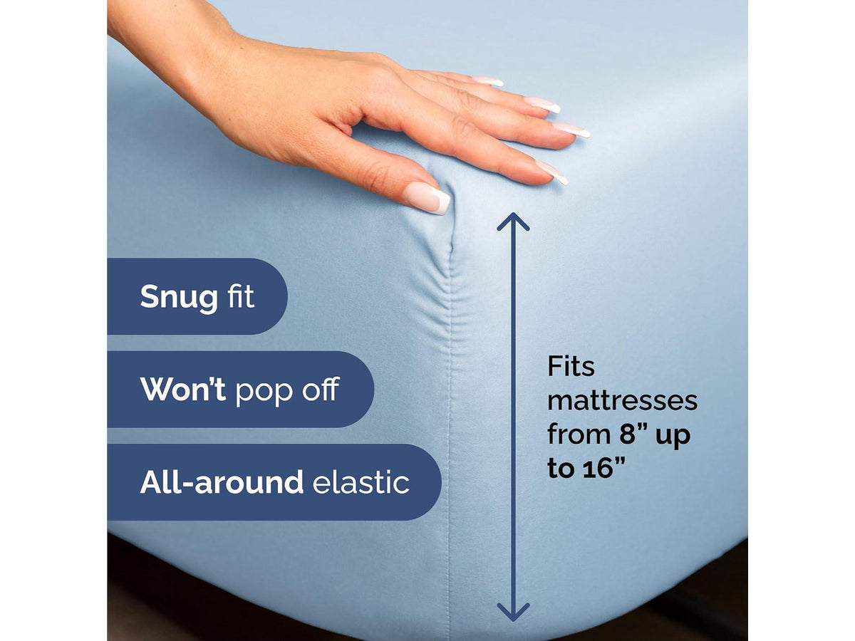Cal King 6 Piece Sheet Set - Comfy Breathable & Cooling - Ultra Soft Hotel Luxury Bedding Set w/ 8-16 Inch Deep Pockets - 1 Flat & 1 Fitted Sheet & 4 Pillowcases - Wrinkle Free & Easy Care - Baby Blue