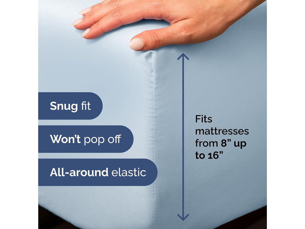 Cal King 6 Piece Sheet Set - Comfy Breathable & Cooling - Ultra-Soft Hotel Luxury Bedding Set w/ 8-16 Inch Deep Pockets - 1 Flat & 1 Fitted Sheet & 4 Pillowcases - Wrinkle Free & Easy Care - Sky Blue
