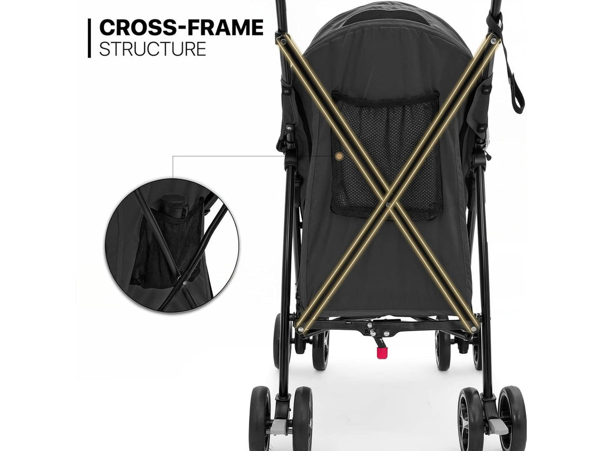 4 Wheels Pet Stroller, Easy-Fold Puppy Cage Jogger Stroller with Sun Cover, Pad and Rear Storage Bag, Breathable and Visible Mesh for Small/Medium Pets up to 22 lbs, Black