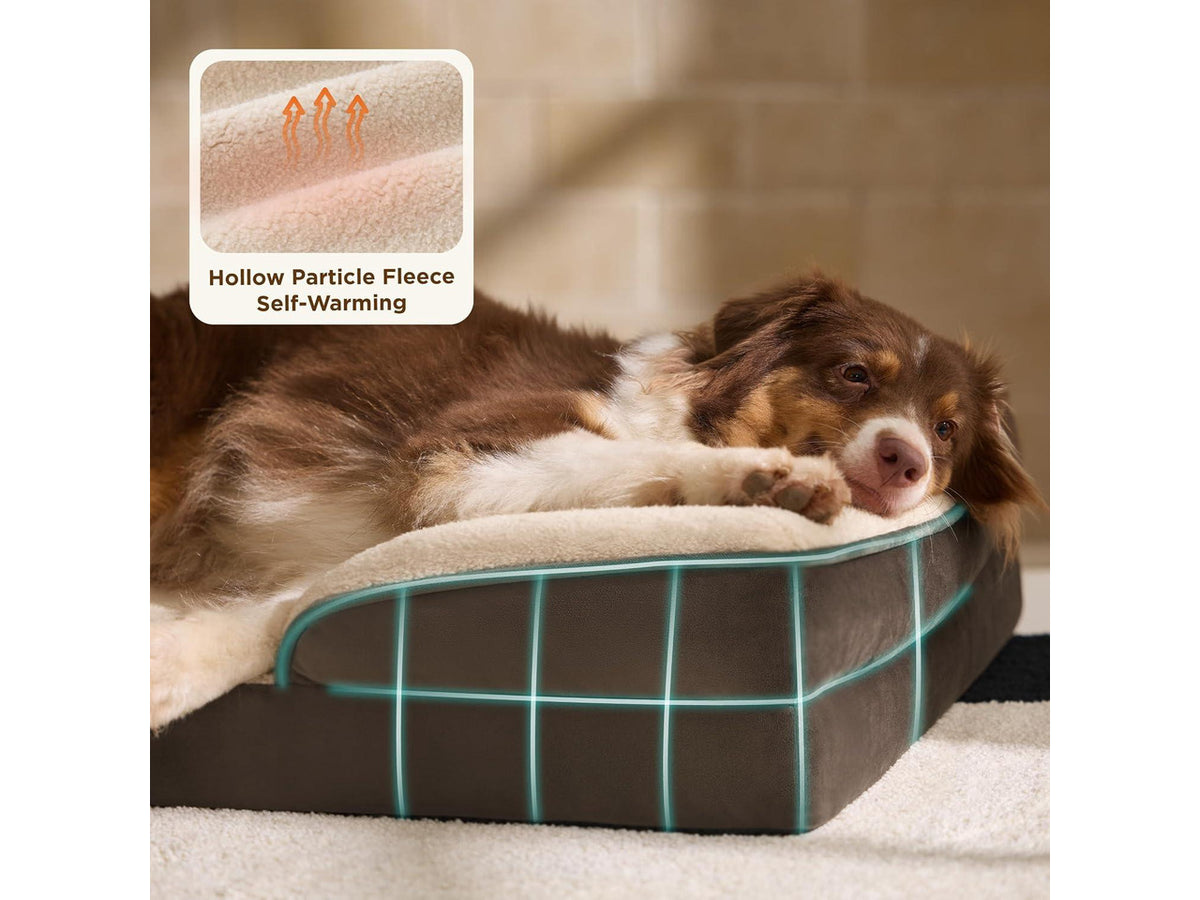 Self Warming Orthopedic Dog Beds Large Sized Dog - Washable Large Dogs Bed Waterproof, Big Comfort Dogs Couch Sofa with Removable Cover, Pet Bed with Nonskid Bottom, Brown, Non-Electric