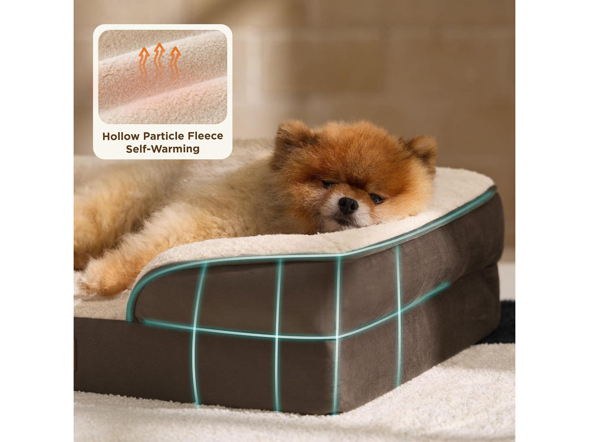 Self Warming Orthopedic Dogs Bed for Small Dogs - Washable Small Dog Bed Waterproof, Comfort Pet Couch with Removable Cover, Pets Sofa with Nonskid Bottom, Brown, Non-Electric