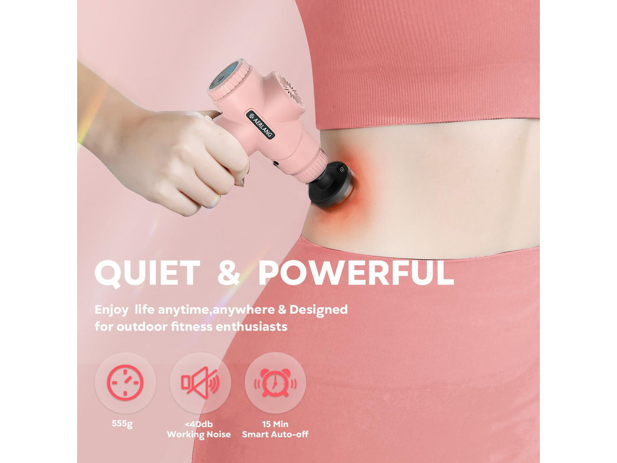 Birthday Gifts for Women Massage Gun with Heat deep Tissue Pink | Mini Portable Travel Massager Percussion Muscle Back Massage Gun Pain Relief Body Handheld Massage tools Carrying Case LED