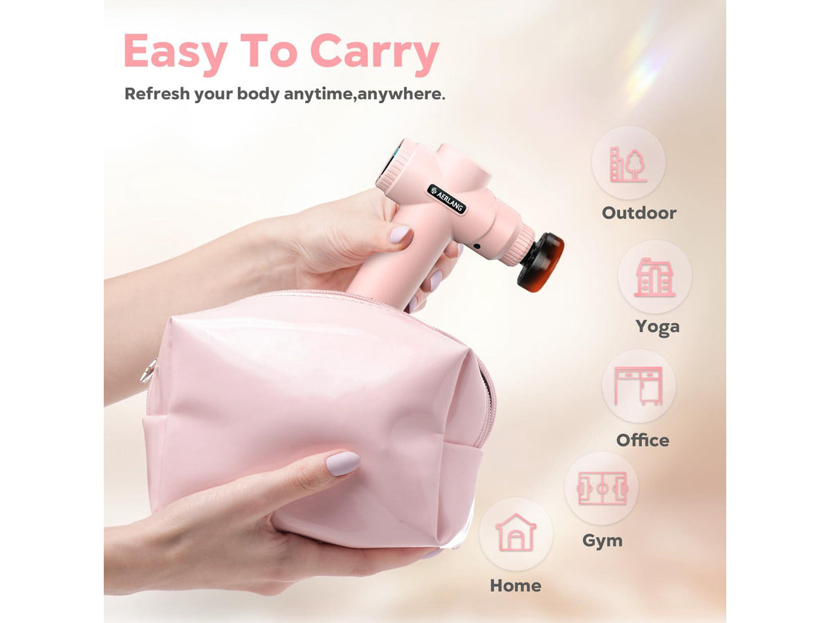 Birthday Gifts for Women Massage Gun with Heat deep Tissue Pink | Mini Portable Travel Massager Percussion Muscle Back Massage Gun Pain Relief Body Handheld Massage tools Carrying Case LED