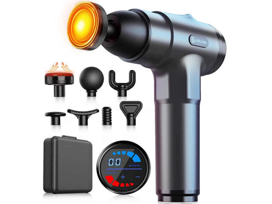 Massage Gun with Heat Deep Tissue Back Massager Neck Massager for Pain Relief,Muscle Percussion Massage Gun, Birthday Gifts for Men Women Dad him Handheld Message Gun with 7Heads&Silent