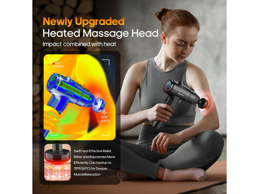 Massage Gun with Heat Massager Deep Tissue Muscle Massager Gifts for Men | Back Massager for Pain Relief Percussion Handheld Massager FSA Eligible HSA Birthday Gifts for Him Silent Carrying case
