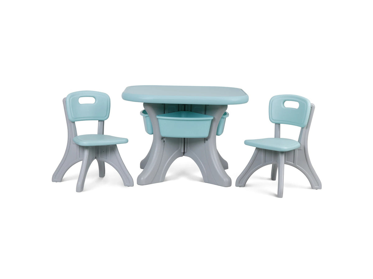 Kids Activity Table & Chair Set Table w/ 3 Detachable Toy Storage Bins 2 Chairs