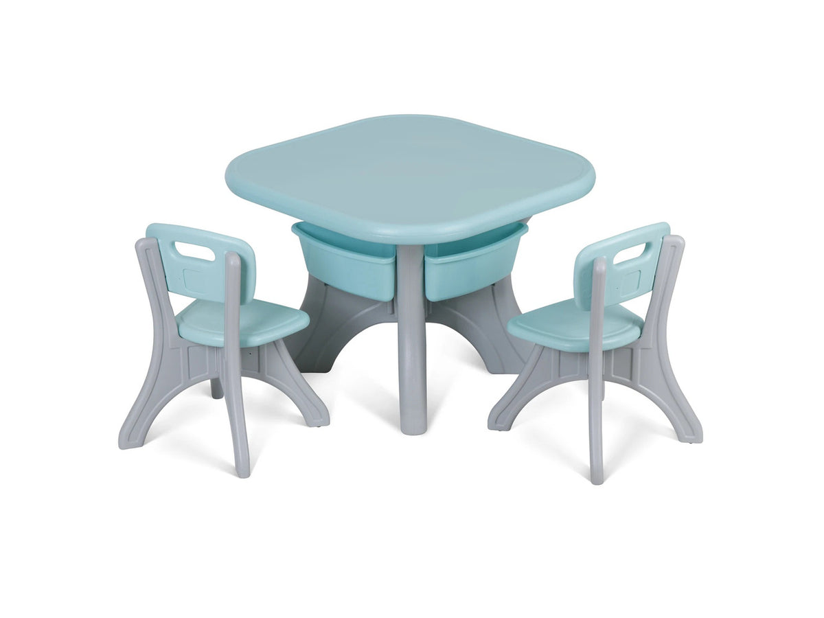 Kids Activity Table & Chair Set Table w/ 3 Detachable Toy Storage Bins 2 Chairs