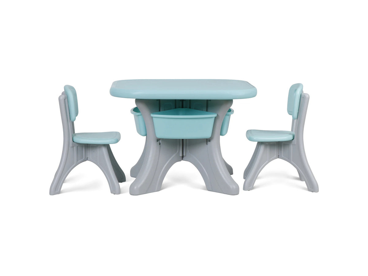 Kids Activity Table & Chair Set Table w/ 3 Detachable Toy Storage Bins 2 Chairs