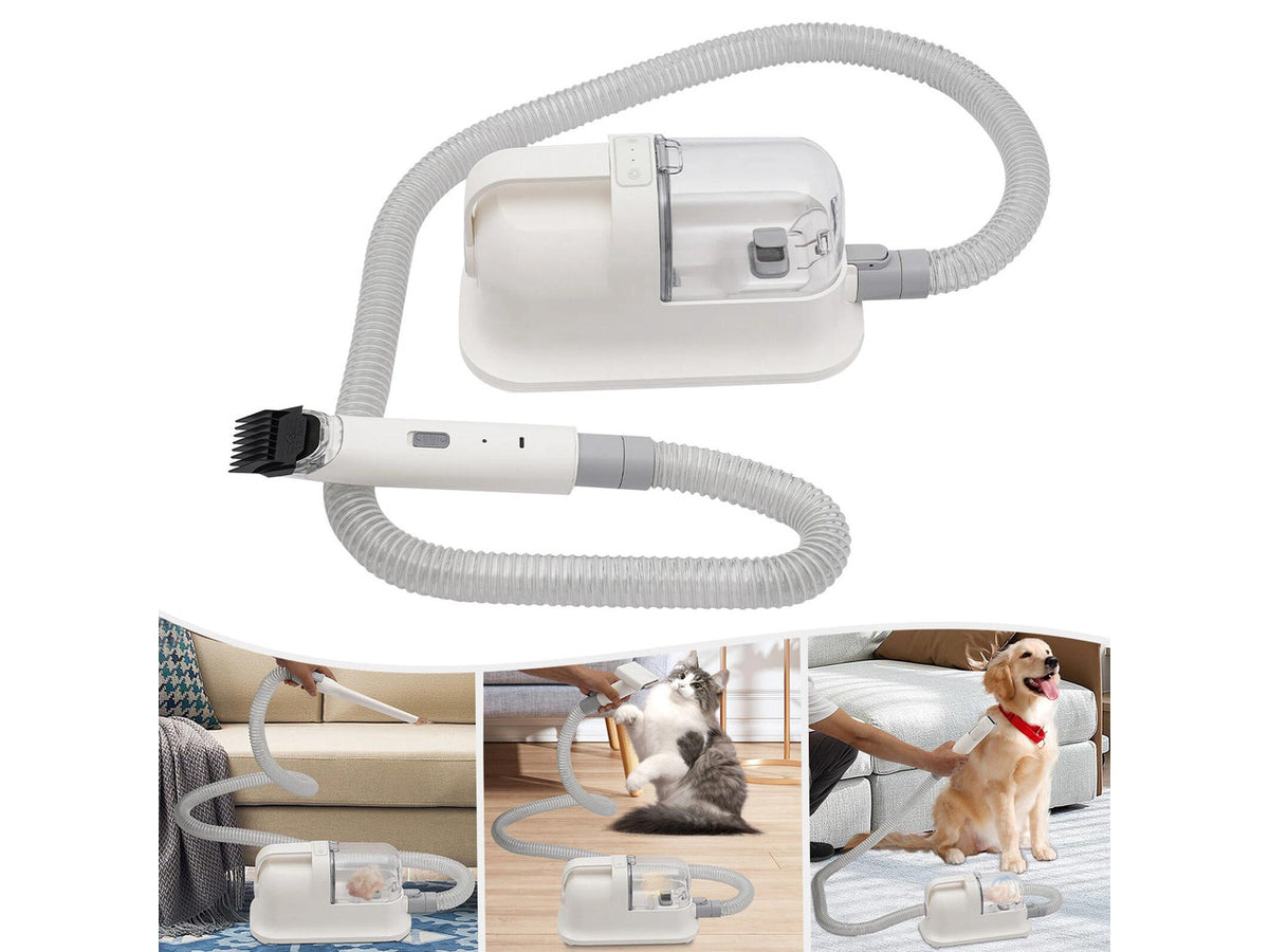 3-in-1 Pet Grooming Vacuum Trimmer 350W Suction 11800Pa With Combs White