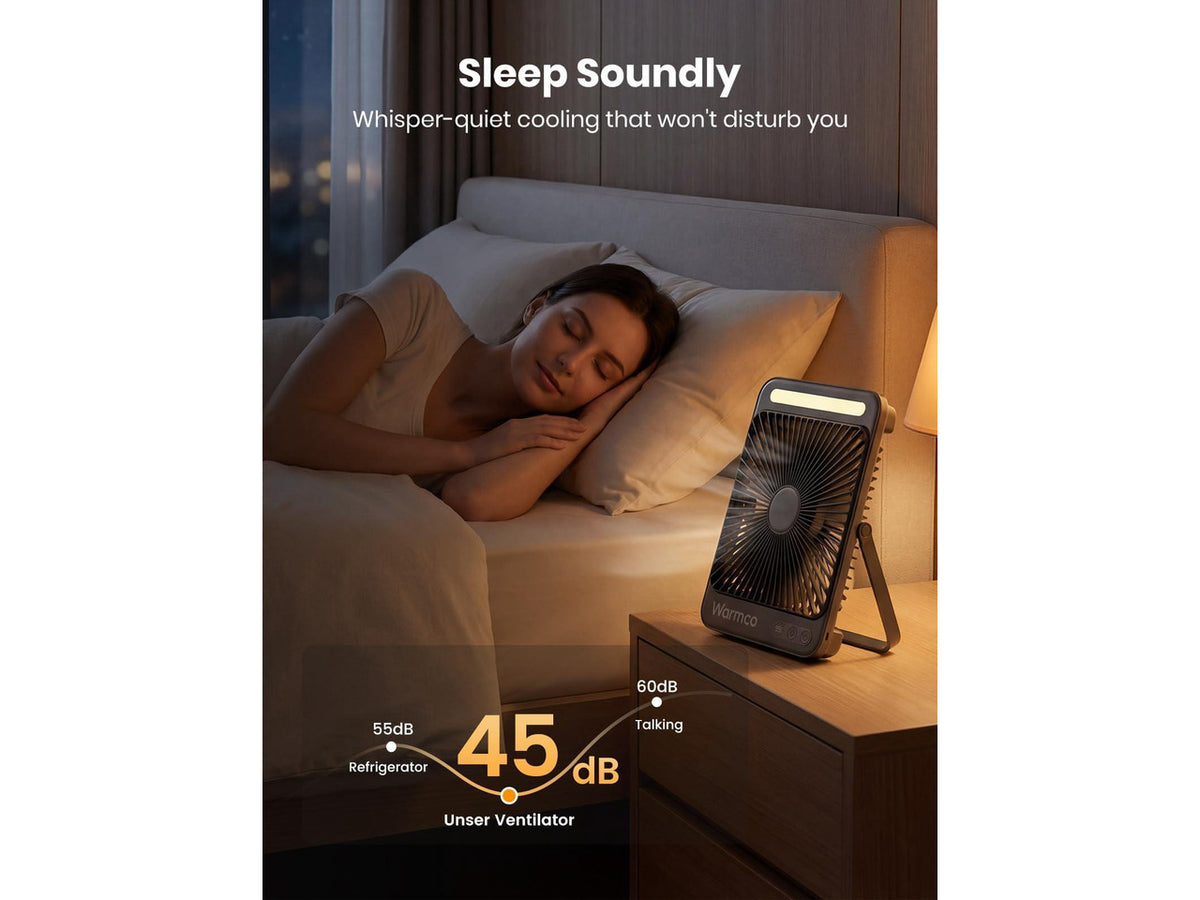 20000mAh Battery Powered Fan, Ultra-Slim 8-Inch Portable Camping Fan with LED Lantern, Up to 48H Runtime Rechargeable Desk Fan for Bedroom, Outdoor, Tent, Travel, Cruise Ship Essentials