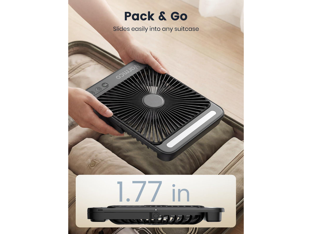 20000mAh Battery Powered Fan, Ultra-Slim 8-Inch Portable Camping Fan with LED Lantern, Up to 48H Runtime Rechargeable Desk Fan for Bedroom, Outdoor, Tent, Travel, Cruise Ship Essentials