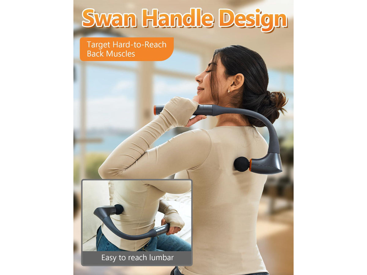 2-in-1 Detachable Massage Gun Deep Tissue With Extension Long Handle, Back & Neck Massager For Pain Relief, Portable Muscle Massager For Shoulder, Leg, Home Office Gym Use, Best Gift, FSH-HSA-Eligible