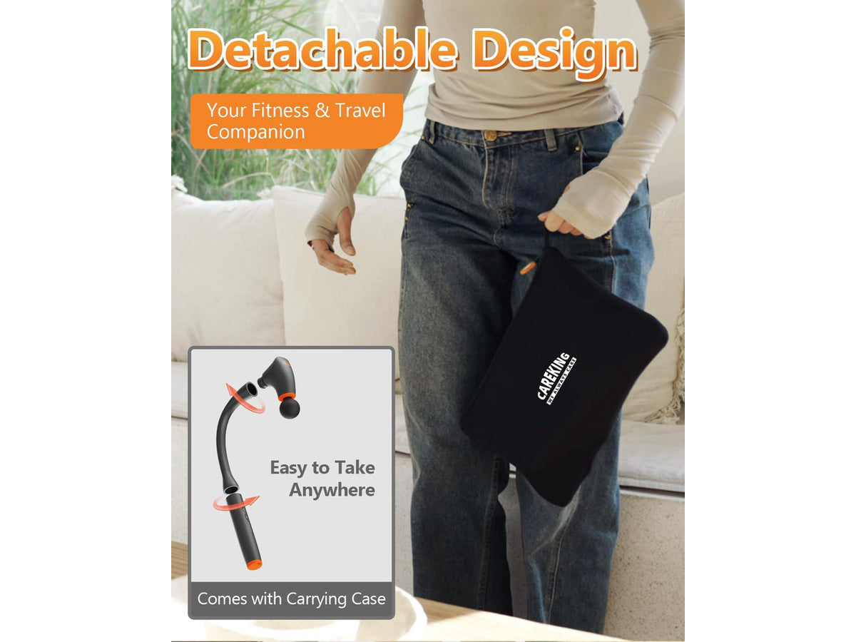 2-in-1 Detachable Massage Gun Deep Tissue With Extension Long Handle, Back & Neck Massager For Pain Relief, Portable Muscle Massager For Shoulder, Leg, Home Office Gym Use, Best Gift, FSH-HSA-Eligible